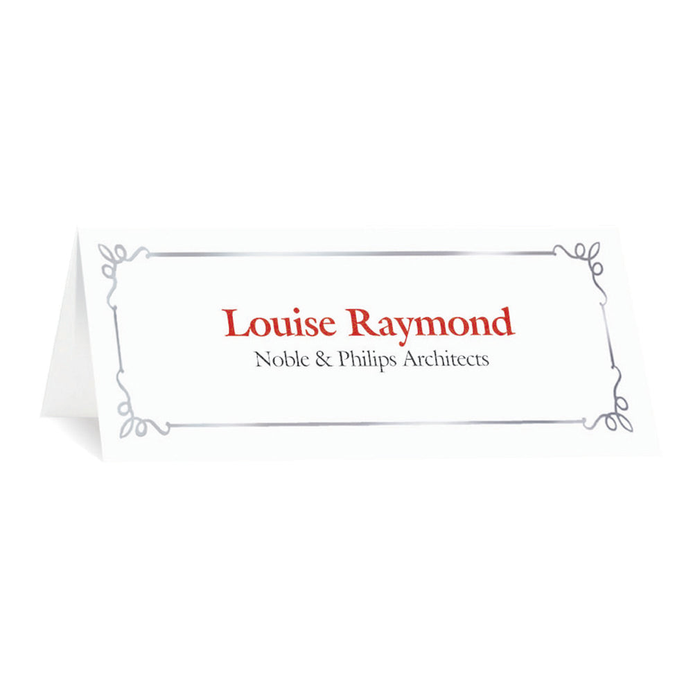 St. James® Overtures® Embassy Place Cards, White, Silver Foil, Fold to 1¾ x 4¼", Pack of 60, 71454