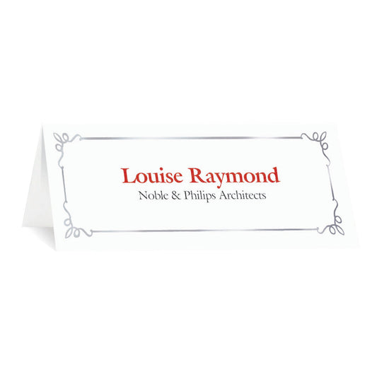 St. James® Overtures® Embassy Place Cards, White, Silver Foil, Fold to 1¾ x 4¼", Pack of 60, 71454