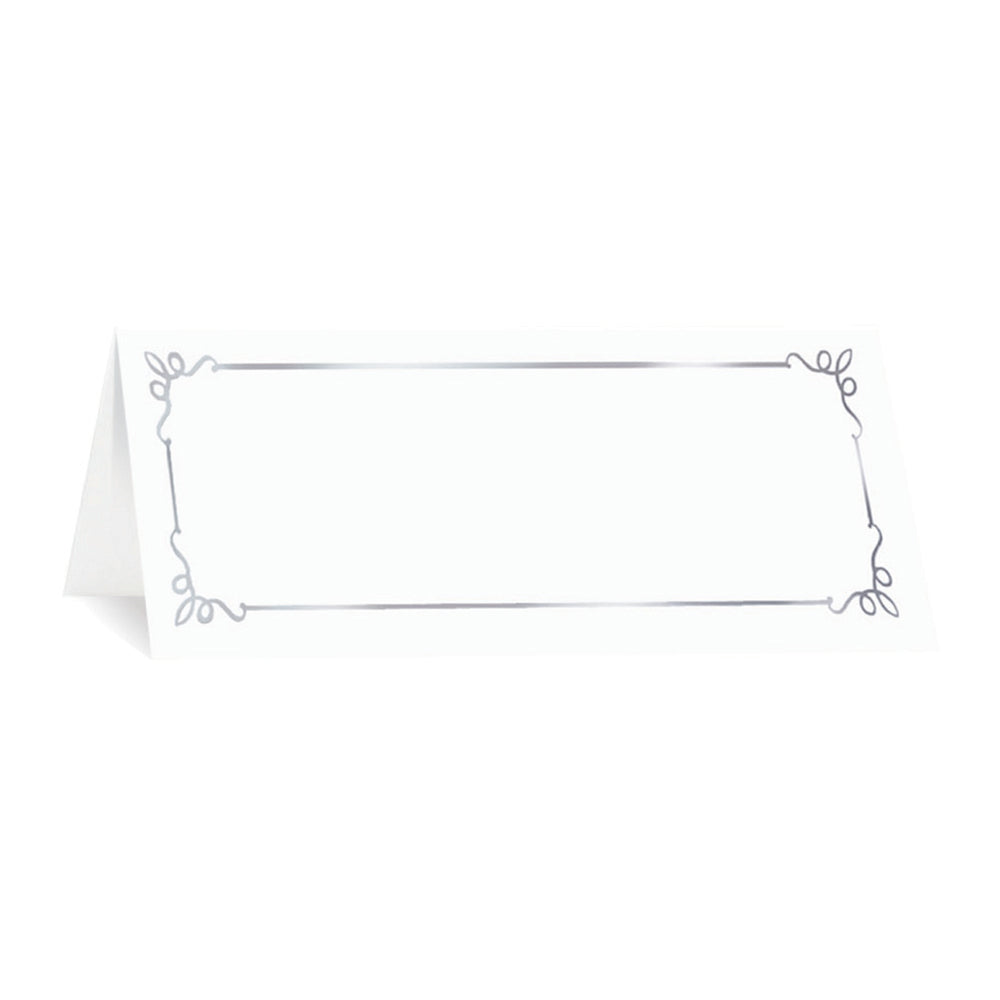 St. James® Overtures® Embassy Place Cards, White, Silver Foil, Fold to 1¾ x 4¼", Pack of 60, 71454