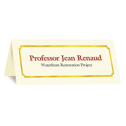 St. James® Overtures® Classic Place Cards, Ivory, Gold Foil, Fold to 1¾ x 4¼", Pack of 60, 71456