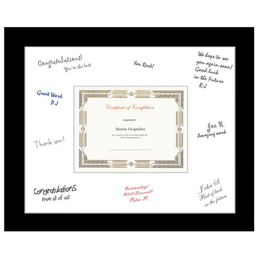 St. James® Oversized Certificate/Diploma/Document Frame, 8.5x11", Black with White Double Mat, 83372