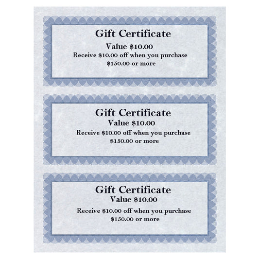 St. James® Gift Certificates, 24 lb Paper, Regent Blue, Pack of 75, 83403