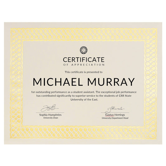St. James® Elite™ Certificates, Natural Linen with Classic Gold Foil Design, Pack of 100, 83510