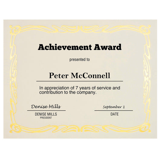 St. James® Elite™ Certificates, Natural Linen with Deco Gold Foil Design, Pack of 12, 83429