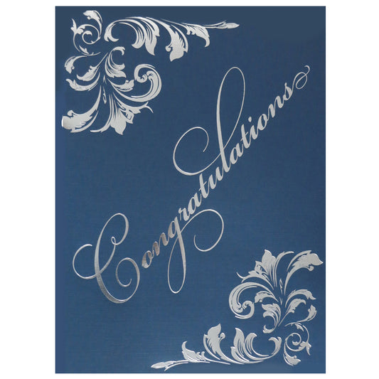 St. James® Certificate Holders with Gift Card Holder, Silver Foil Deco, Navy Blue, Pack of 5, 83541