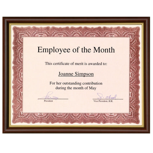 St. James® Certificate/Diploma/Document Frame, 8.5x11", Tuscan Cherry with Gold Trim, 83903