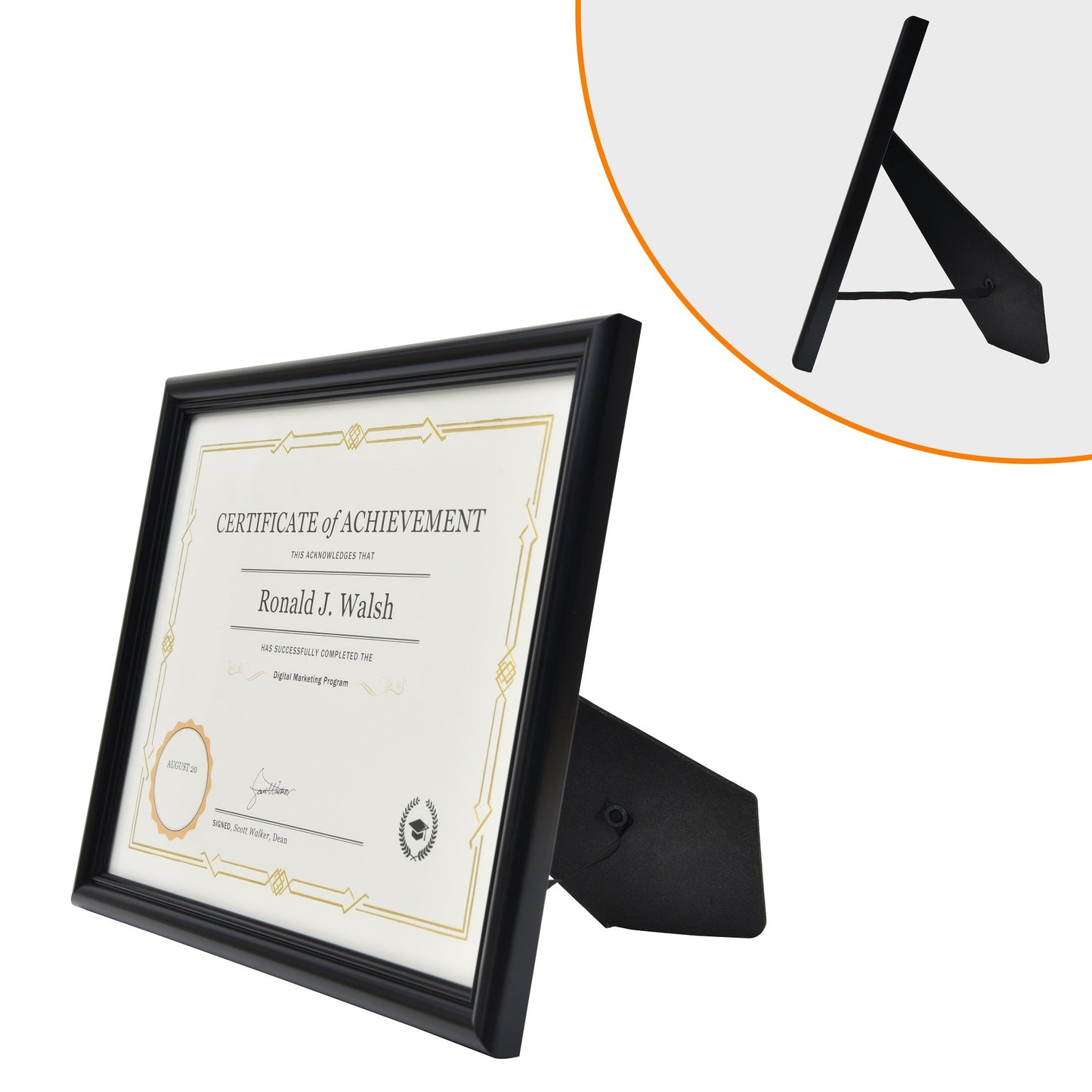 St. James® Certificate/Diploma/Document Frame, 8.5x11", Milano Glossy Black, 83904