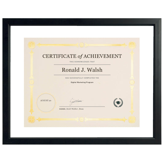 St. James® Certificate/Diploma/Document Frame, 8.5x11", Tuxedo Black, 83914